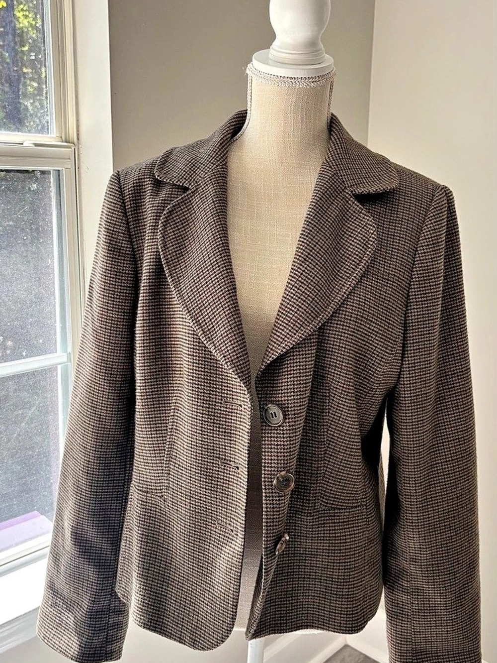 Autumn Blazer Ann Taylor Houndstooth Size 12 Ralph Lauren-style